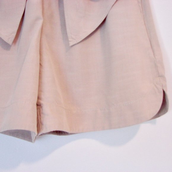 Anthropologie Elevenses Beige Tan Bow Front Flowy Shorts Size Zero 0 NWOT - Picture 6 of 11